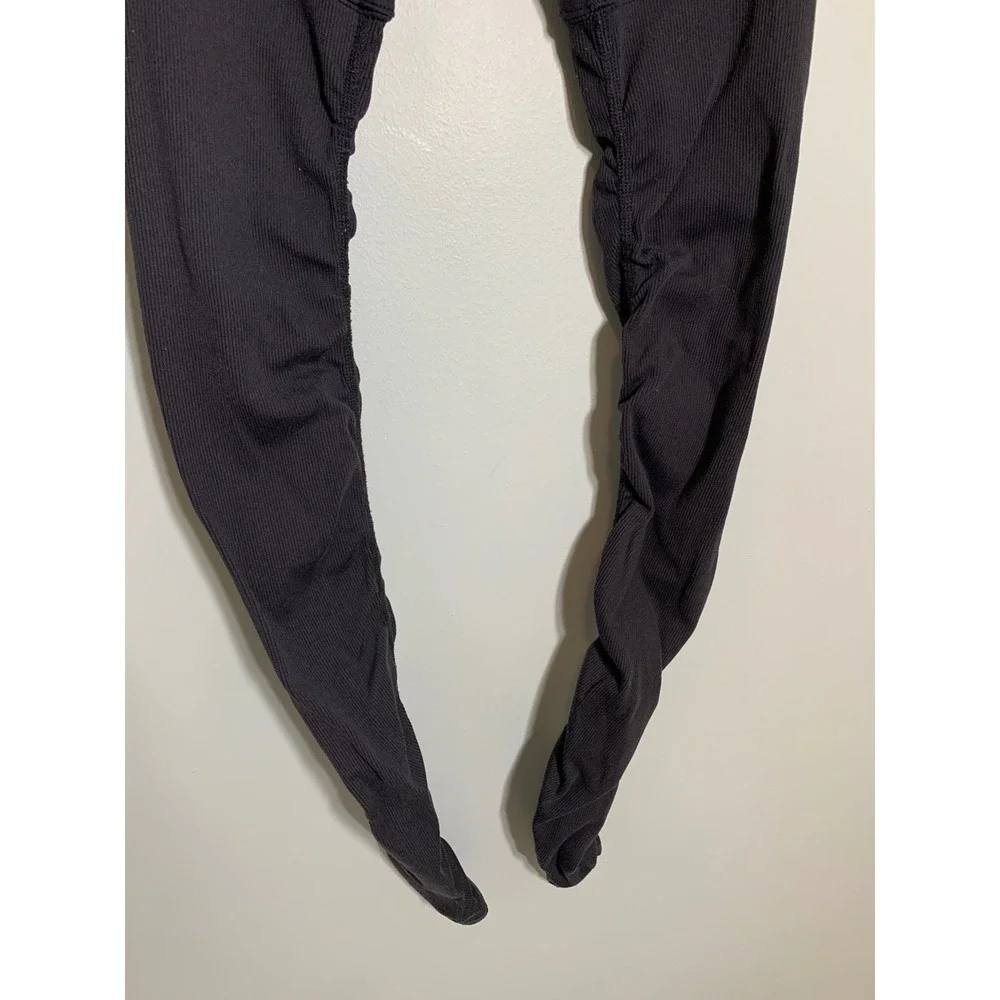 Alo Yoga Goddess Leggings Women Medium Black High Waist‎ Ribbed Scrunched Leg